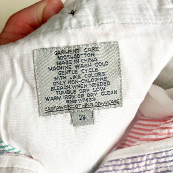 Castaway Clothing Nantucket Mens 9” Seersucker Color Patchwork Short Size 28 New - Picture 5 of 8